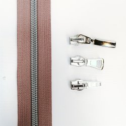 1m RV 5mm altrosa silber + 3 Zipper