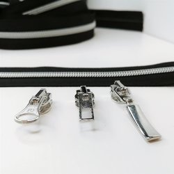 1m RV 5mm schwarz silber + 3 Zipper
